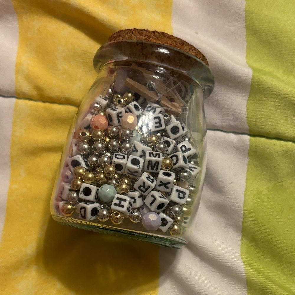 Colorful Bead Jar with Cork Lid